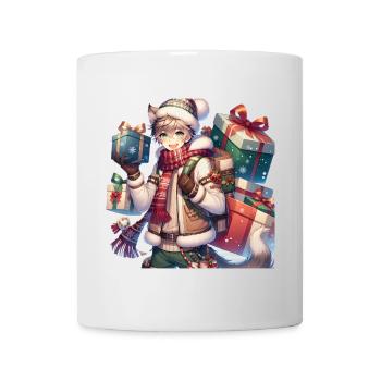Winterliches Manga Geschenk-Design für Weihnachten - Tasse - Weiß - Vorne