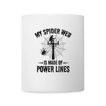 Lineman Halloween Spinnennetz Stromleitungen Gruselig - Tasse - Weiß - Vorne