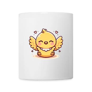 Happy Yellow Chick Cartoon Design - Mug blanc - blanc - Devant