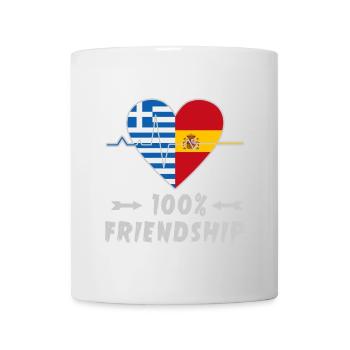 Griechenland und Spanien 100% Freundschaft - Tasse - Weiß - Vorne