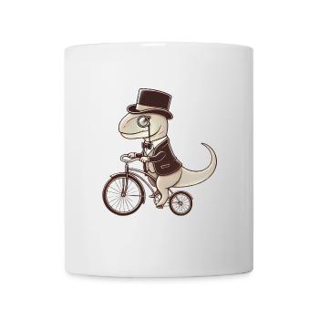 Eleganter Dinosaurier auf Vintage-Fahrrad - Tasse - Weiß - Vorne