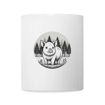 Rustic Pig Illustration in Forest - Mug - white - Front