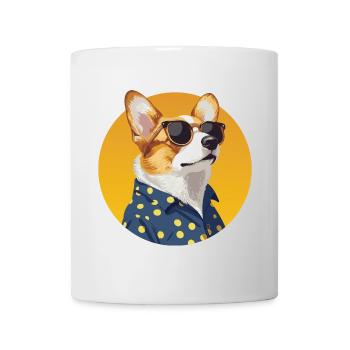 Stylish Corgi Dog in a Polka Dot Shirt - Mug - white - Front