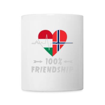Ungarn und Norwegen 100% Freundschaft - Tasse - Weiß - Vorne