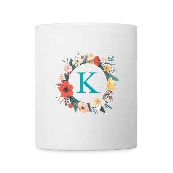 K Monogram, Flower Wreath, Personalizable - Mug - white - Front
