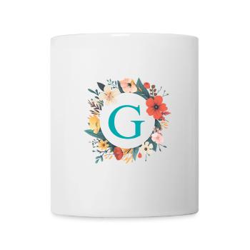 G Monogram, Flower Wreath, Personalizable - Mug - white - Front