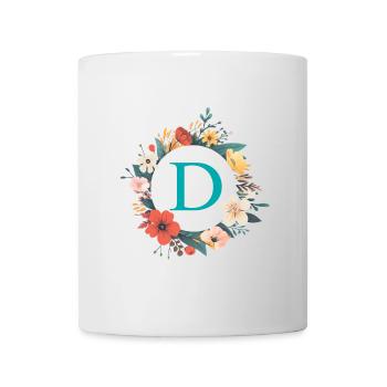D Monogram, Couronne de fleurs, Personnalisable - Mug blanc - blanc - Devant