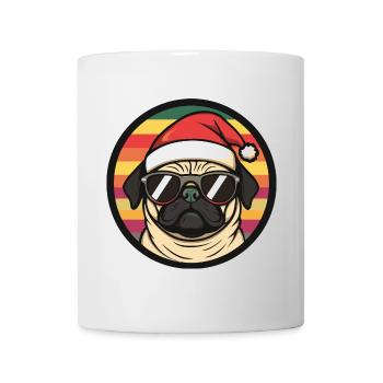Carlin Chien Noël Cool - Mug blanc - blanc - Devant