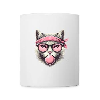 Chat cool avec des lunettes bandana roses - Mug blanc - blanc - Devant