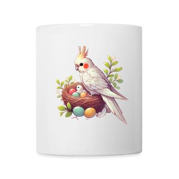 Cockatiel Nest with Eggs Illustration - Mug - white - Front