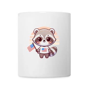 Raton laveur patriotique avec chemise drapeau des États-Unis - Mug blanc - blanc - Devant