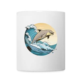 Leaping Waves: A Playful Dolphins Dance - Mug - white - Front