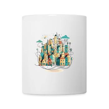 Cityscape Connections: Ein stilisiertes Bild von Interco - Tasse - Weiß - Vorne