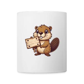 Adorable castor tenant signe vierge - Mug blanc - blanc - Devant