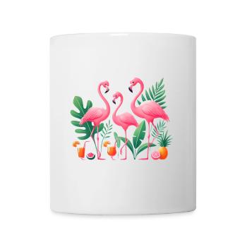 Tropische Flamingos Säfte Illustration - Tasse - Weiß - Vorne