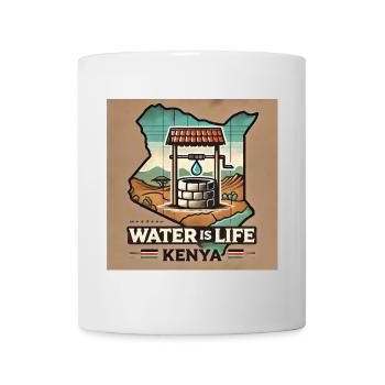 Wasser ist Leben – Kenia Brunnen - Tasse - Weiß - Vorne