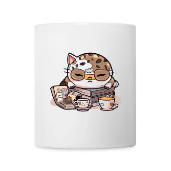 The Grumpy Reader: A Sleepy Cat and a Pile of Book - Mug - white - Front