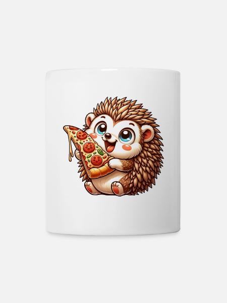 Mignon hérisson pizza amateur de bande dessinée italienne - Mug blanc - blanc