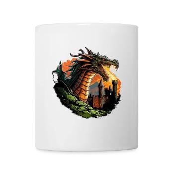 Fiery Majesty: Fierce Dragon Illustration - Mug - white - Front