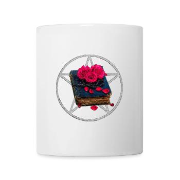 Gothic-Buch, Pentagram Muster, Geschenkidee Frau - Tasse - Weiß - Vorne