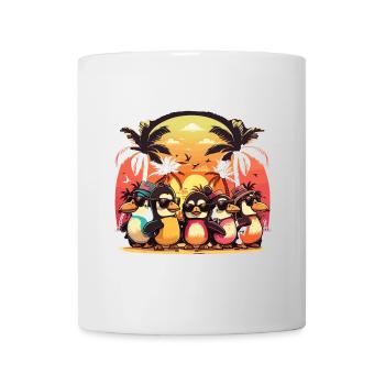 Tropical Penguin Fiesta : Divertissement coloré en hawaïen - Mug blanc - blanc - Devant