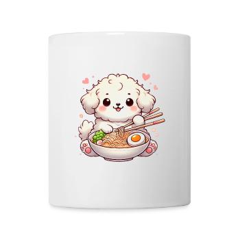 Adorable Puppy Eating Ramen Illustration - Mug - white - Front
