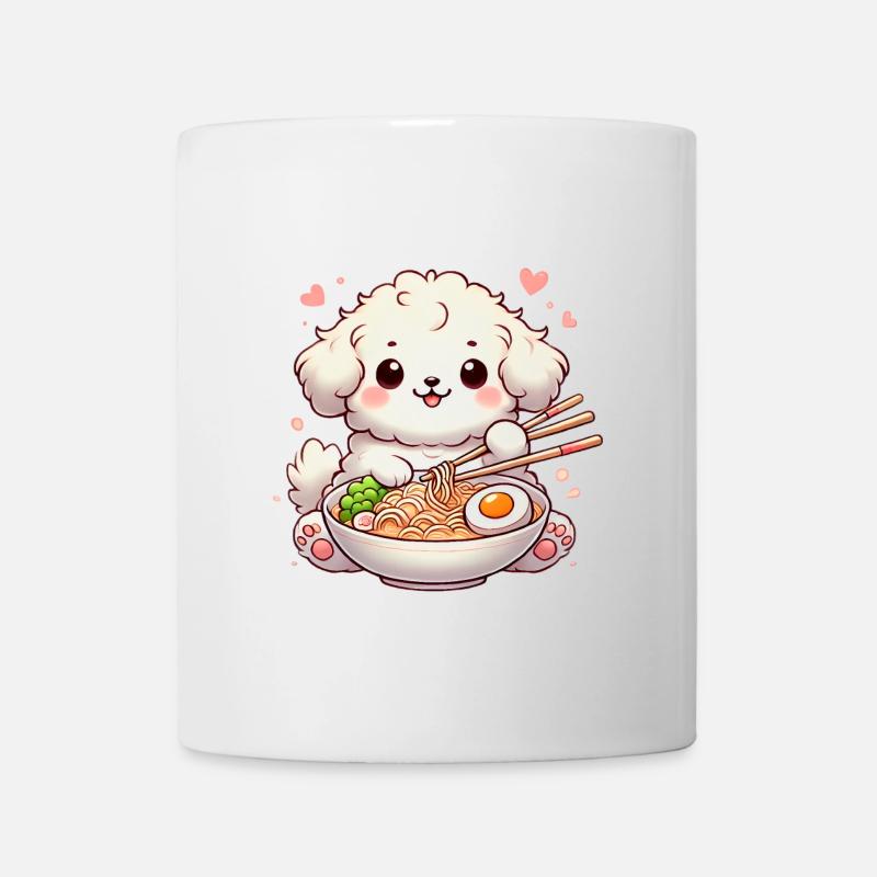 adorable chiot mangeant des ramen, illustration - Mug blanc - blanc