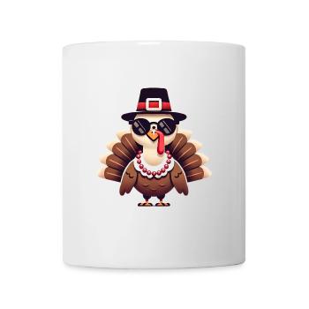 Dinde fraîche de Thanksgiving avec lunettes de soleil - Mug blanc - blanc - Devant