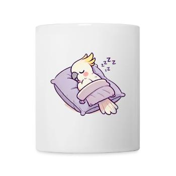 cacatoès endormi conception de dessin animé confortable - Mug blanc - blanc - Devant