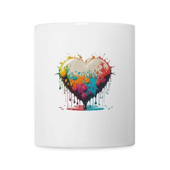 Colorful Drops of Love: Ein herzerwärmender Cartoon Des - Tasse - Weiß - Vorne