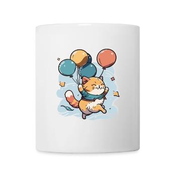 Flying Feline Adventures: A Playful Cat with Ballo - Mug - white - Front