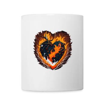 Flaming Love: Ein verspieltes Herz aus Feuer - Tasse - Weiß - Vorne