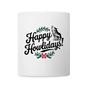 Frohe Howlidays Festlicher Wolf - Tasse - Weiß - Vorne