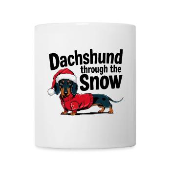 Dackel im Festtagspullover mit Nikolausmütze - Tasse - Weiß - Vorne