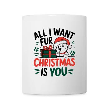 Festliches Welpen-Weihnachtsnachrichten-Design - Tasse - Weiß - Vorne