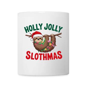 Festliches Faultier Weihnachtsdesign mit Lichtern - Tasse - Weiß - Vorne