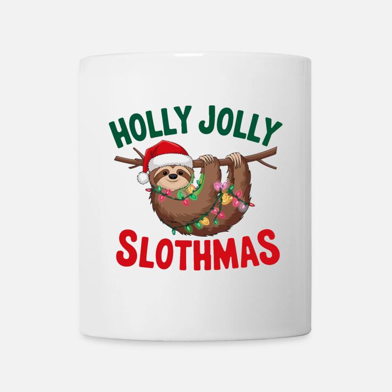 Festliches Faultier Weihnachtsdesign mit Lichtern - Tasse - Weiß