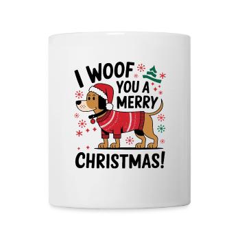 Festlicher Hund im Weihnachtspullover - Tasse - Weiß - Vorne