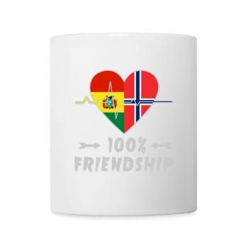 Bolivien und Norwegen 100% Freundschaft - Tasse - Weiß - Vorne