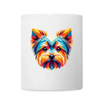 Art coloré du visage géométrique de Yorkie - Mug blanc - blanc - Devant