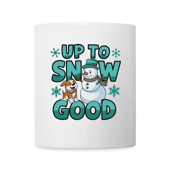 Verspielter Schneemann und Hund Weihnachtsdesign - Tasse - Weiß - Vorne