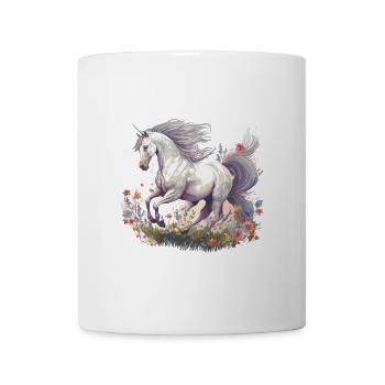 Galop de l’enchantement : une licorne majestueuse dans un col - Mug blanc - blanc - Devant