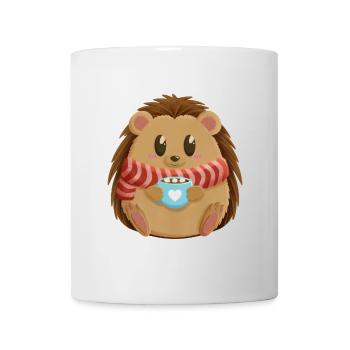 Cute hedgehog in winter outfit with cocoa - Mug - white - Front