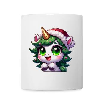 chat drôle dans le dessin animé de l’arbre de Noël - Mug blanc - blanc - Devant