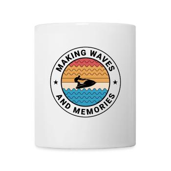 Retro Jet Skiing Adventure Ocean Waves Sunset - Mug - white - Front
