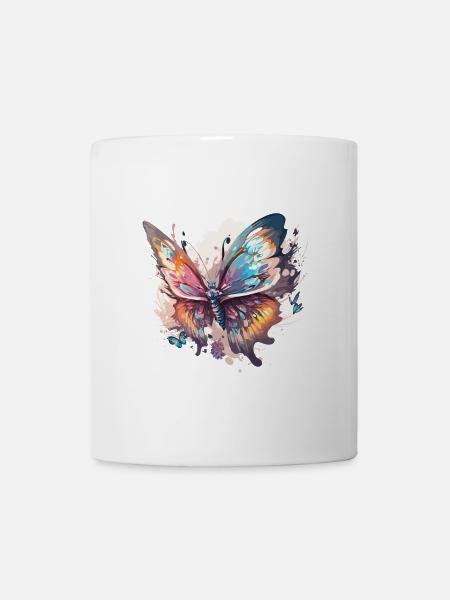 Tanz der Natur: Bunter Schmetterling, der flattert - Tasse - Weiß