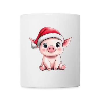 Cochon Noël Mignon Mignon Couler Cochon - Mug blanc - blanc - Devant