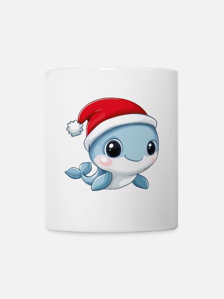 Wal Weihnachten Süß Niedlich Xmas Weihnachtlich - Tasse - Weiß