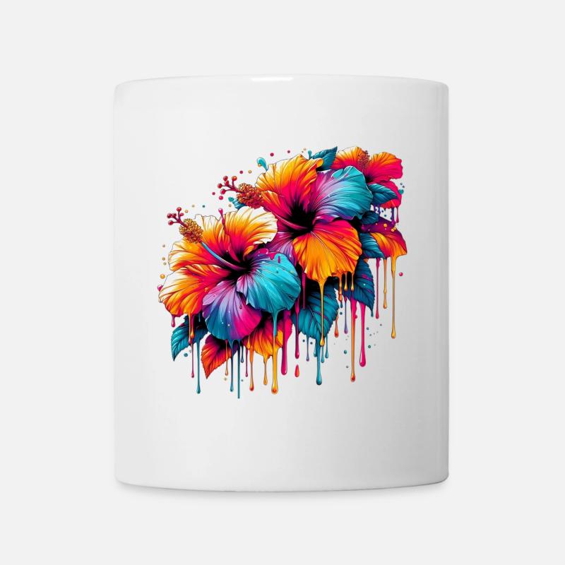 Hibiskusblüten - Tasse - Weiß