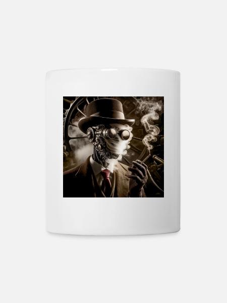 Unsichtbarer Mann Steampunk - Tasse - Weiß